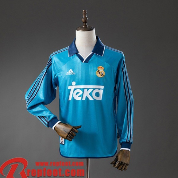 Real Madrid Retro Maillots De Foot Exterieur Homme Manche Longue 99 00 FG1302