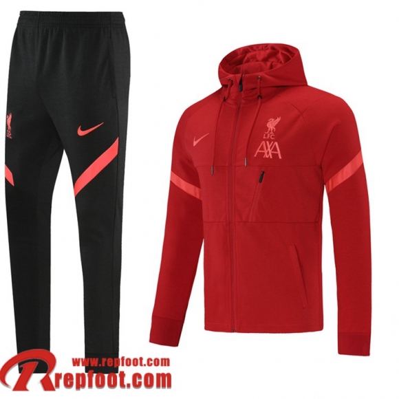 Liverpool Veste Foot - Sweat A Capuche 2021 2022 Homme cramoisi JK195