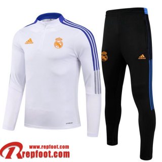 Real Madrid Survetement de Foot 2021 2022 Enfant blanche TK91