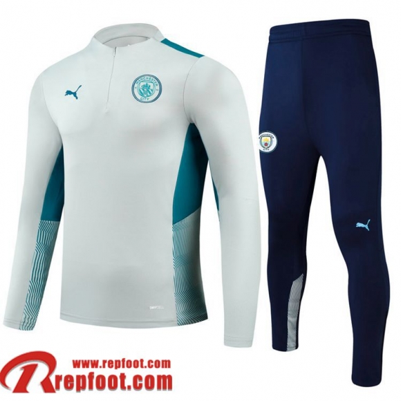 Manchester City Survetement de Foot 2021 2022 Enfant Gris clair TK97