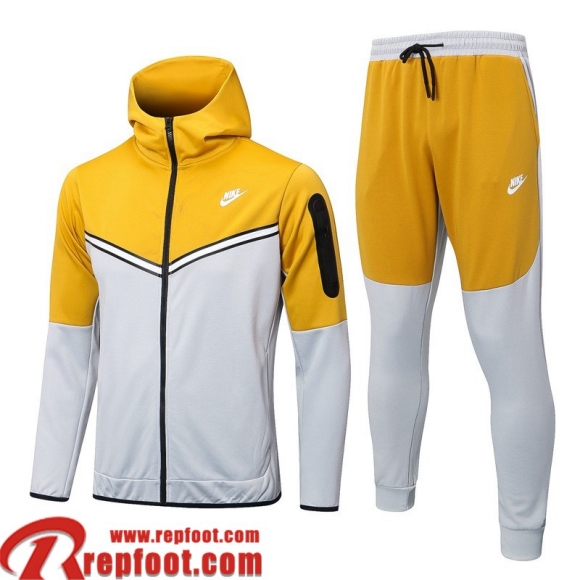 Veste Foot - Sweat A Capuche Sport gris jaune Homme 22 23 JK573