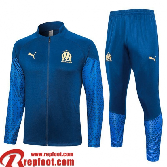 Marseille Veste Foot bleu Homme 23 24 B44  Marseille Veste Foot bleu Homme 23 24 B44