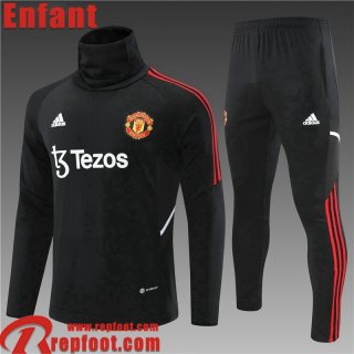 Survetement de Foot Manchester United Noir Enfant 22 23 TK406