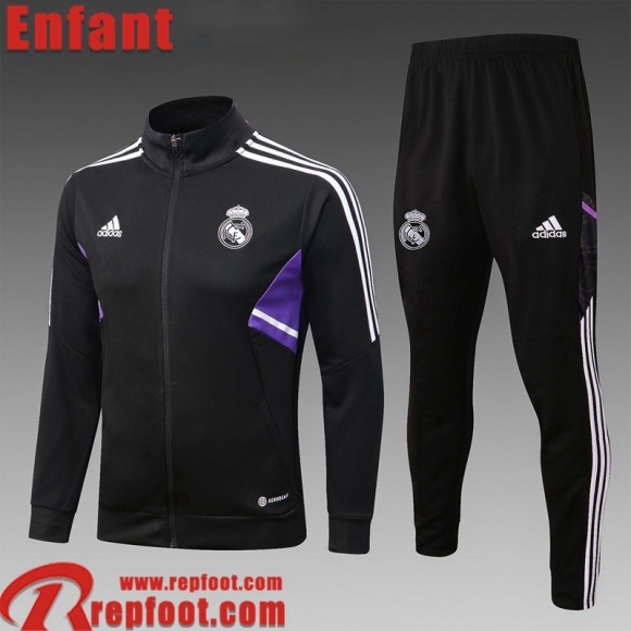 Veste Foot Real Madrid Noir Enfant 22 23 TK456  Veste Foot Real Madrid Noir Enfant 22 23 TK456
