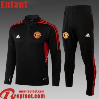 Survetement de Foot Manchester United Noir Enfant 22 23 TK468