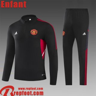 Survetement de Foot Manchester United Noir Enfant 22 23 TK479