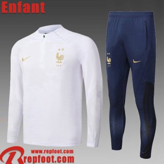 Survetement de Foot France Blanc Enfant 22 23 TK487