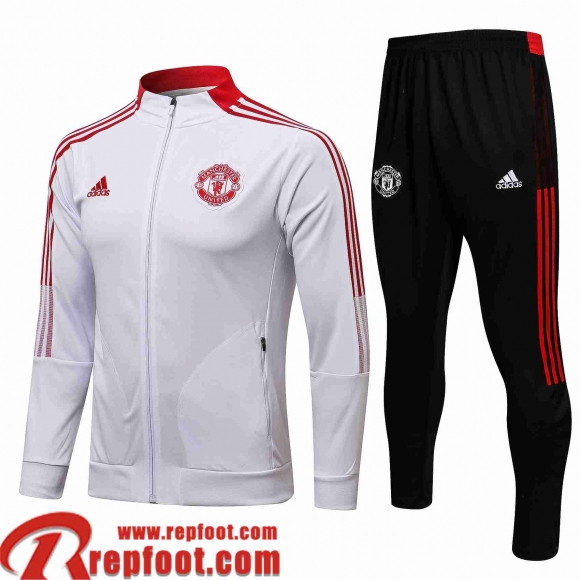 Manchester United Veste Foot blanche Homme 2021 2022 JK206  Manchester United Veste Foot blanche Homme 2021 2022 JK206