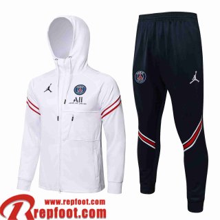 PSG Paris Veste Foot - Sweat A Capuche blanche Homme 2021 2022 JK221