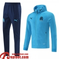 Olympique Marseille Veste Foot - Sweat A Capuche bleu Homme 2021 2022 JK228