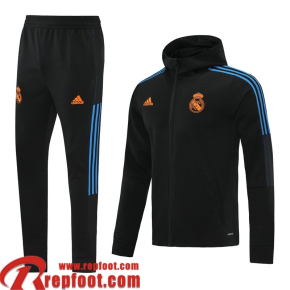 Real Madrid Veste Foot - Sweat A Capuche le noir Homme 2021 2022 JK232