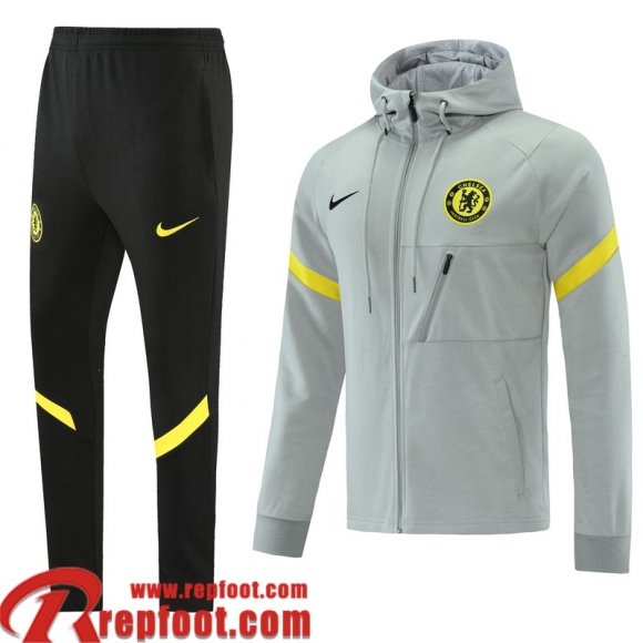 Chelsea Veste Foot - Sweat A Capuche gris Homme 2021 2022 JK239  Chelsea Veste Foot - Sweat A Capuche gris Homme 2021 2022 JK239