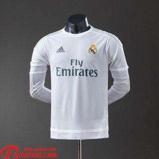 Real Madrid Retro Maillots De Foot Domicile Homme Manche Longue 15 16 FG1036