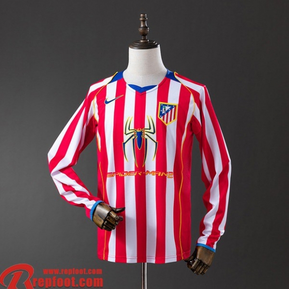 Atletico Madrid Retro Maillots De Foot Domicile Homme Manche Longue 04 05 FG1150