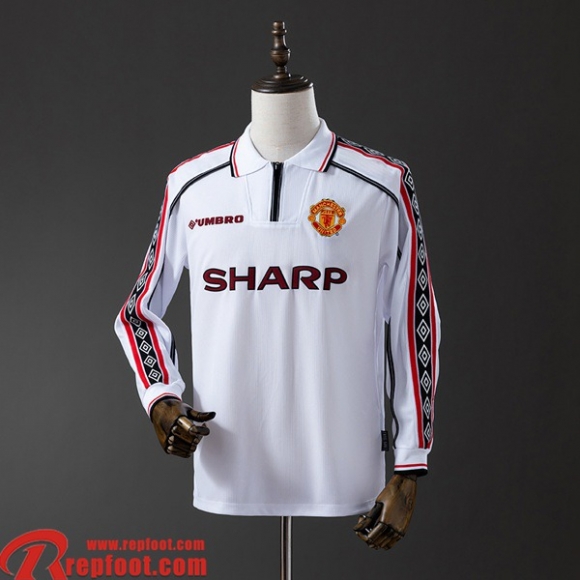 Manchester United Retro Maillots De Foot Homme Manche Longue 98 99 FG958
