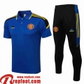 Manchester United Polo foot bleu Homme 2021 2022 PL202