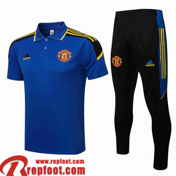 Manchester United Polo foot bleu Homme 2021 2022 PL202