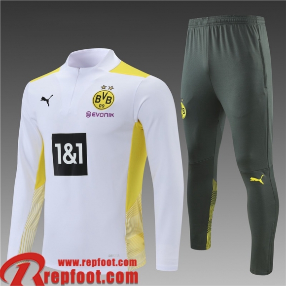 Dortmund BVB Survetement de Foot blanche Enfant 2021 2022 TK125