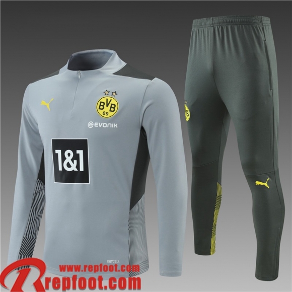 Dortmund BVB Survetement de Foot gris Enfant 2021 2022 TK126