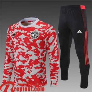 Manchester United Survetement de Foot Rouge Gris Enfant 2021 2022 TK140