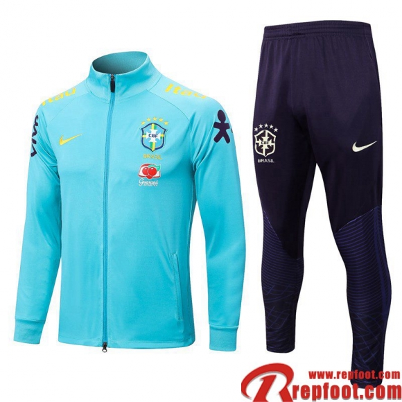 Veste Foot Bresil bleu Homme 22 23 JK635  Veste Foot Bresil bleu Homme 22 23 JK635