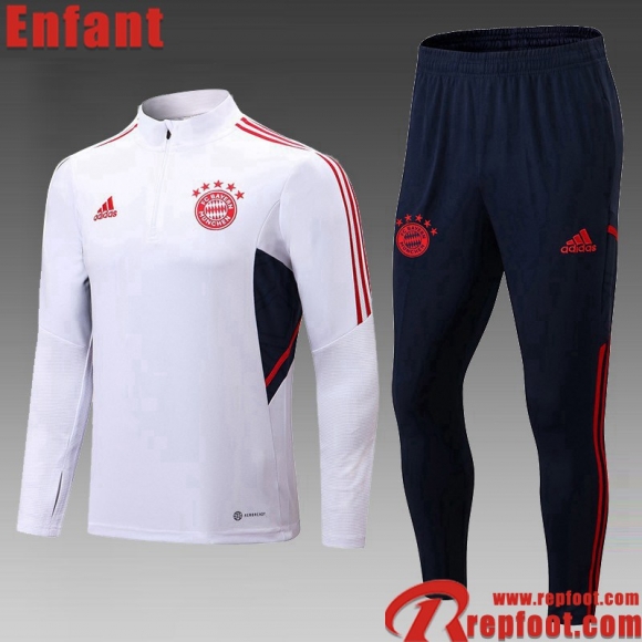 Survetement de Foot Bayern Munich Blanc Enfant 22 23 TK496