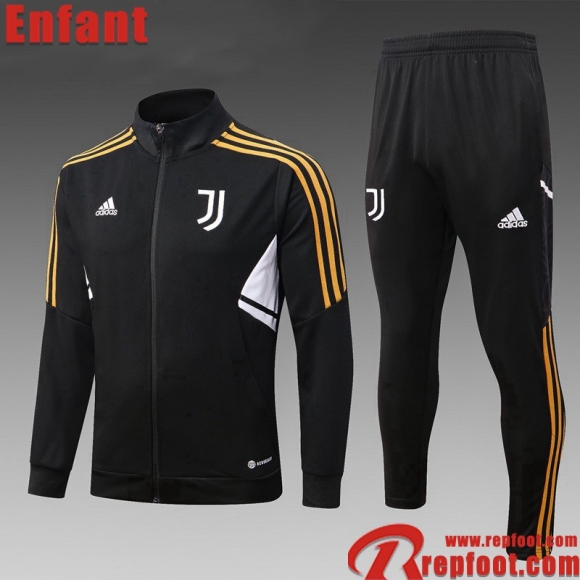 Veste Foot Juventus noir Enfant 22 23 TK522  Veste Foot Juventus noir Enfant 22 23 TK522