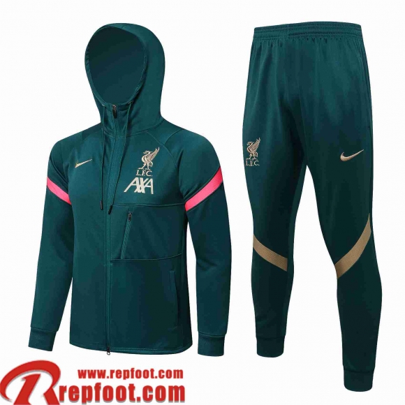 Liverpool Veste Foot - Sweat A Capuche vert Homme 2021 2022 JK250