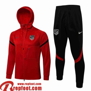 Atletico Madrid Veste Foot - Sweat A Capuche rouge Homme 2021 2022 JK251