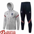 PSG Veste Foot - Sweat A Capuche gris Homme 2021 2022 JK253