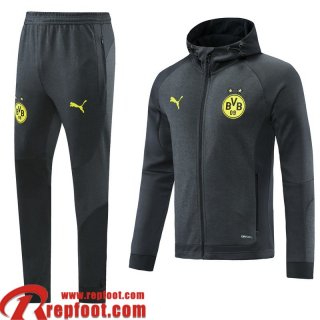 Dortmund BVB Veste Foot - Sweat A Capuche Gris foncé Homme 2021 2022 JK263