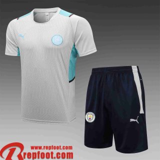 Manchester City T-shirt gris clair Homme 2021 2022 PL243