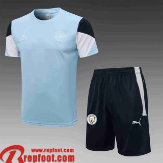 Manchester City T-shirt bleu ciel Homme 2021 2022 PL244