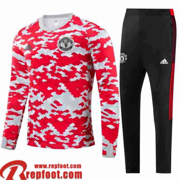 Manchester United Survetement de Foot rouge blanc Homme 2021 2022 TG183