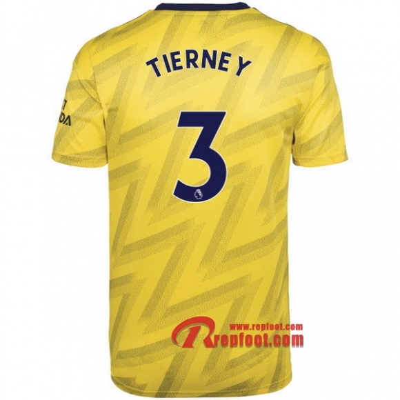Maillot Arsenal FC No.3 Tierney Jaune Exterieur 2019 2020 Nouveau  Maillot Arsenal FC No.3 Tierney Jaune Exterieur 2019 2020 Nouveau