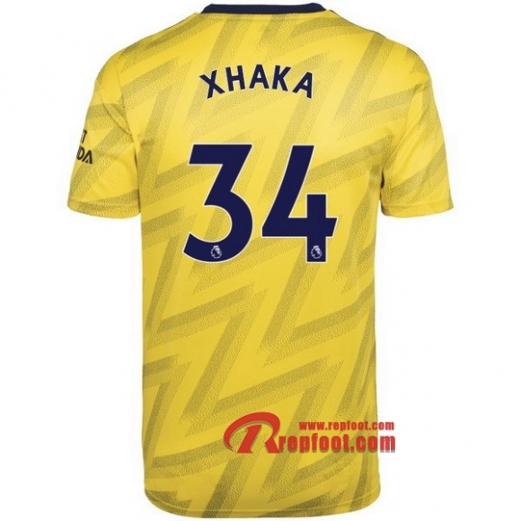 Maillot Arsenal FC No.34 Xhaka Jaune Exterieur 2019 2020 Nouveau