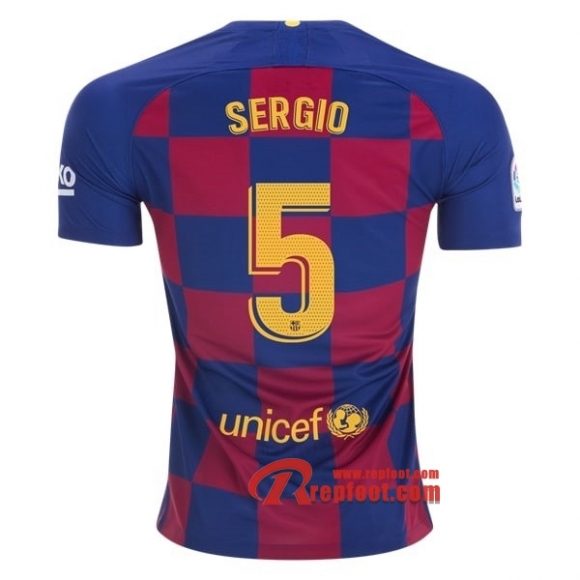 Maillot FC Barcelone No.5 Sergio Bleu Rouge Domicile 2019 2020 Nouveau