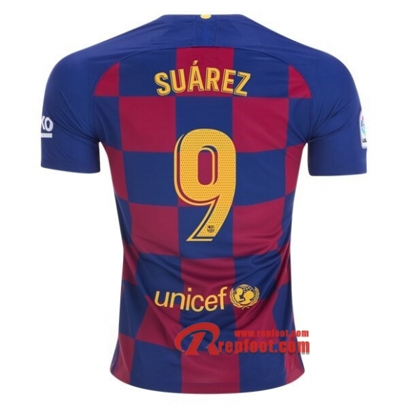 Maillot FC Barcelone No.9 Suarez Bleu Rouge Domicile 2019 2020 Nouveau