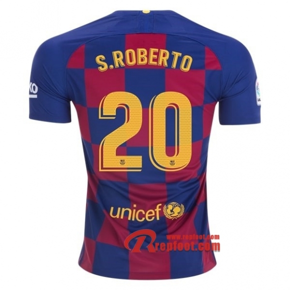 Maillot FC Barcelone No.20 S.Roberto Bleu Rouge Domicile 2019 2020 Nouveau
