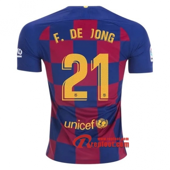Maillot FC Barcelone No.21 De Jong Bleu Rouge Domicile 2019 2020 Nouveau