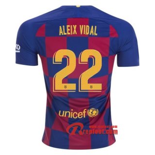 Maillot FC Barcelone No.22 Aleix Vidal Bleu Rouge Domicile 2019 2020 Nouveau