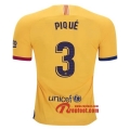 Maillot FC Barcelone No.3 Pique Jaune Exterieur 2019 2020 Nouveau