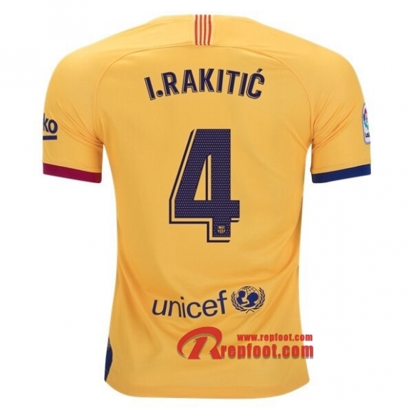 Maillot FC Barcelone No.4 I.Rakitic Jaune Exterieur 2019 2020 Nouveau Maillot FC Barcelone No.4 I.Rakitic Jaune Exterieur 2019 2020 Nouveau
