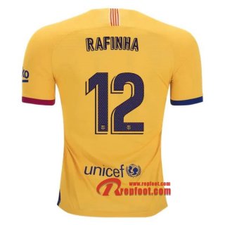 Maillot FC Barcelone No.12 Rafinha Jaune Exterieur 2019 2020 Nouveau