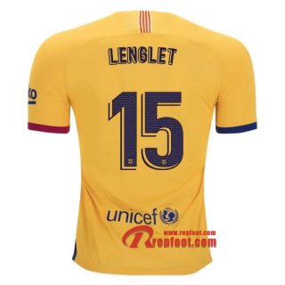 Maillot FC Barcelone No.15 Lenglet Jaune Exterieur 2019 2020 Nouveau
