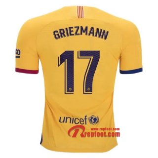 Maillot FC Barcelone No.17 Griezmann Jaune Exterieur 2019 2020 Nouveau