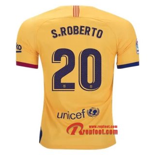 Maillot FC Barcelone No.20 S.Roberto Jaune Exterieur 2019 2020 Nouveau