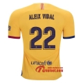 Maillot FC Barcelone No.22 Aleix Vidal Jaune Exterieur 2019 2020 Nouveau