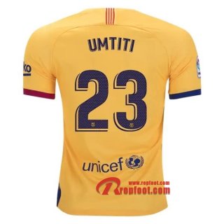 Maillot FC Barcelone No.23 Umtiti Jaune Exterieur 2019 2020 Nouveau