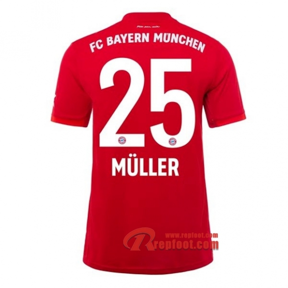 Maillot Bayern Munich No.25 Muller Rouge Domicile 2019 2020 Nouveau